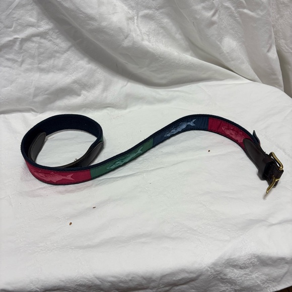 Vineyard Vines Stylish Multicolor Fish Belt with Gold Buckle - Picture 3 of 7